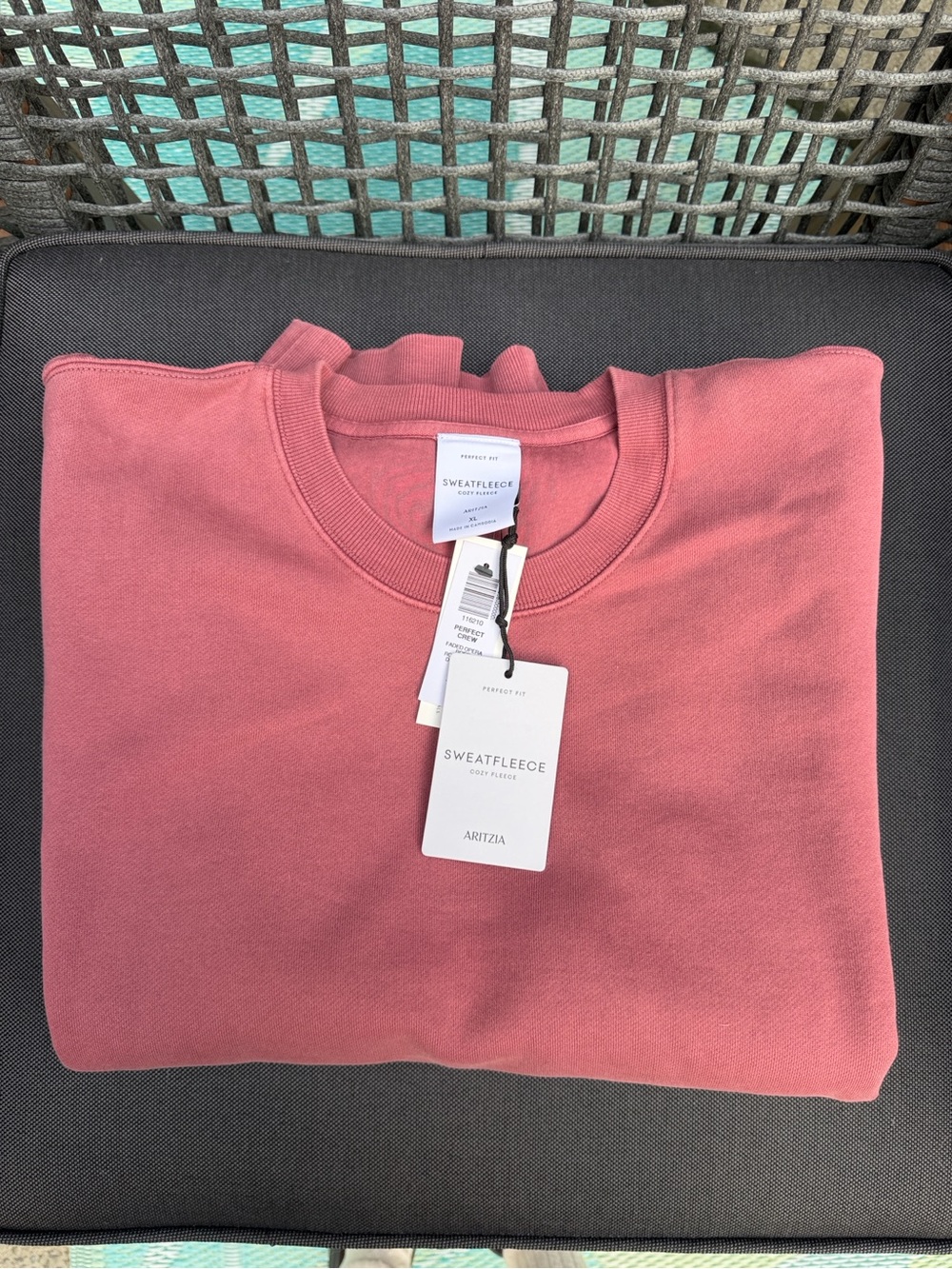 Aritzia SweatFleece Crewneck Sweater - Faded Opera Rose , Dusty Rose Pink